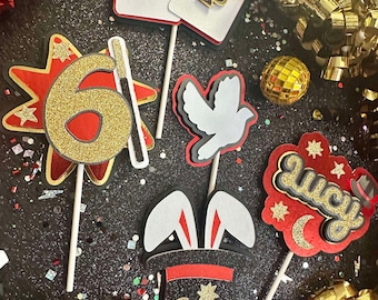 Goochelaar Magic Show Konijnenhoed Speelkaarten Pokerthema Cupcake Toppers