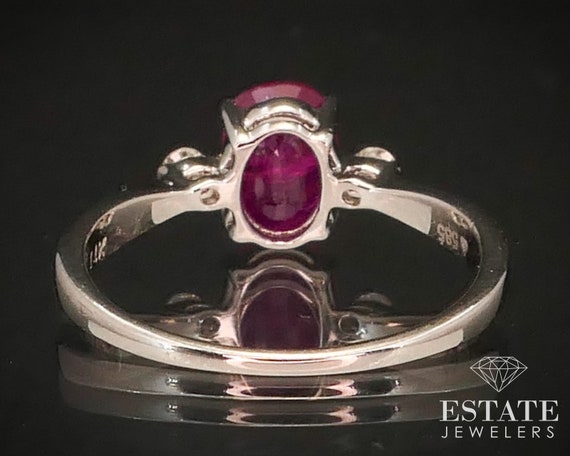 Estate 14k White Gold Oval Cut 1.5ct Natural Ruby… - image 2