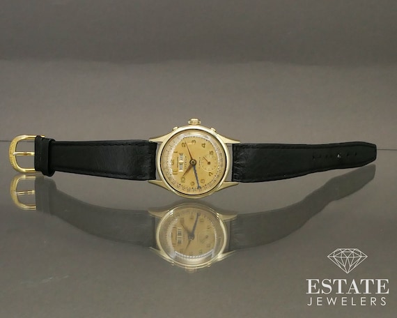 1950s 14k Gold Lyceum Heuer Triple Date Calendar … - image 2