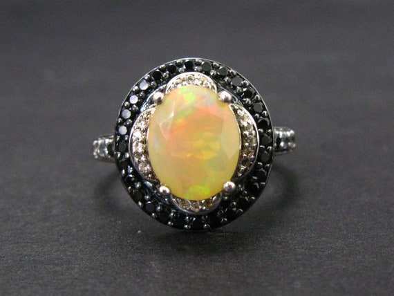 Estate Sterling Natural Jelly Opal Sapphire & Spi… - image 4