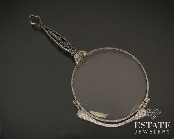 Antique Edwardian Sterling Silver Bar Lorgnette E… - image 4