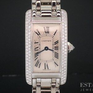 Montre Cartier Tank Américaine 1713 en or blanc 18 carats et diamants i18292