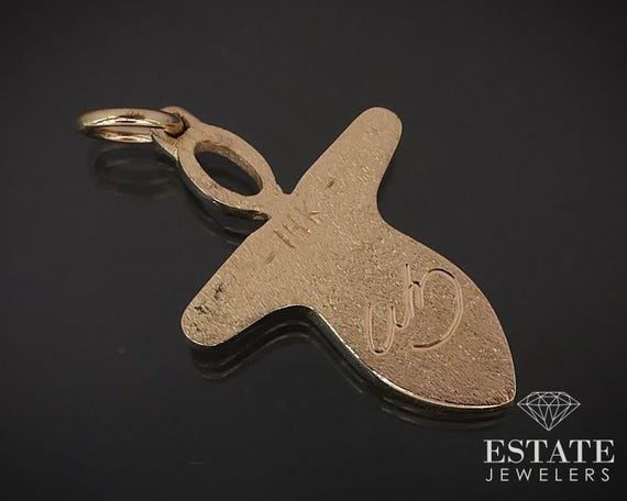 14k Yellow Gold Andy Lakey Signed Angel Charm Pendant 3.6g