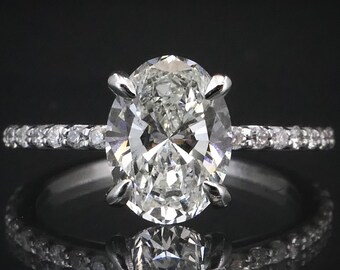 Sparkling 14k White Gold GIA Oval Natural 1.63ct Diamond Engagement Ring i6996