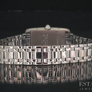 Cartier Tank Americaine 1713 18k White Gold Diamond Guilloche Watch i18292 imagem 6