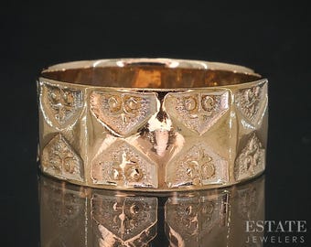 Antique Victorian 14k Yellow Gold 7.8mm Cigar Band Ring 2.4g i18633