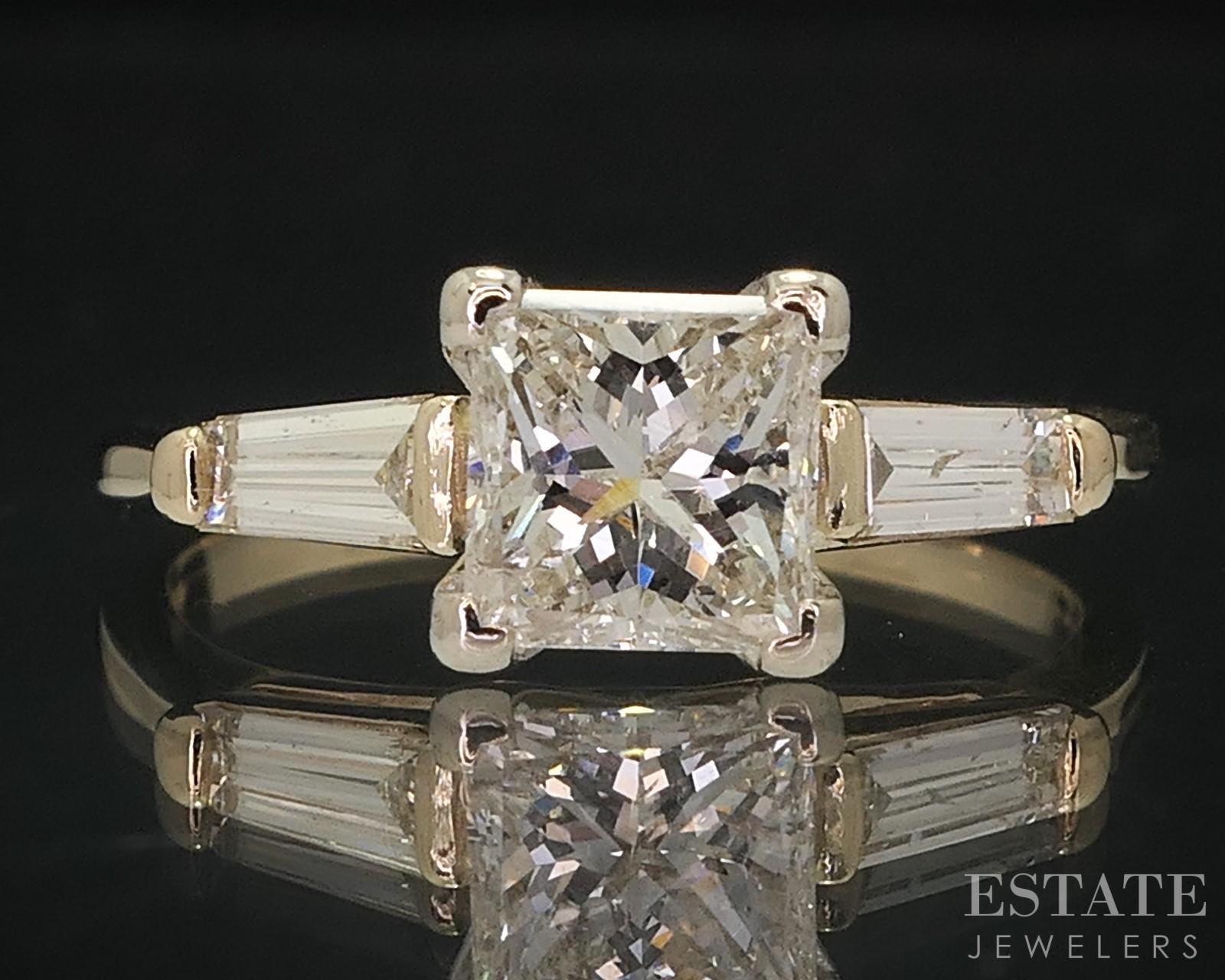 14k Yellow Gold Princess Natural 1.16ctw Diamond Engagement Ring 2.5g i18296