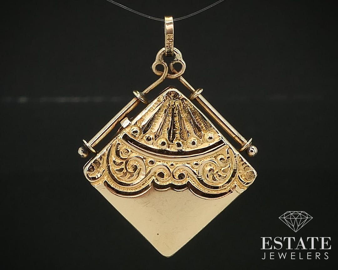 Antique Victorian 14k Yellow Gold Engraved Square Locket 6.5g I16359 - Etsy