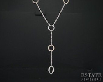 18k / Sterling Tiffany & Co. Alternating Circle Lariat Necklace 6.3g 16"L i18469