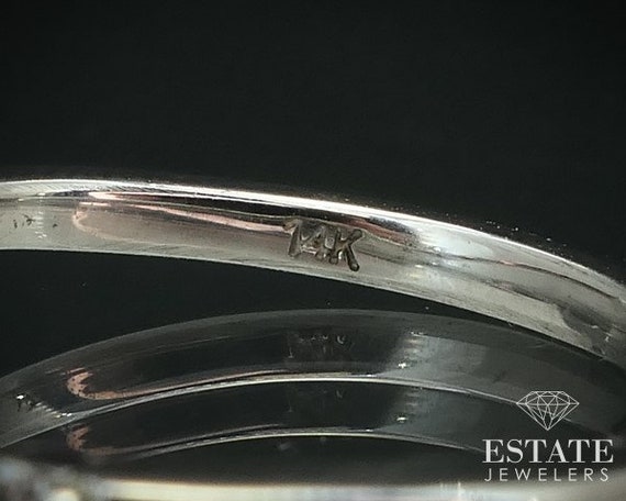 14k White Gold Natural .12ctw Diamond Curved Wedd… - image 5