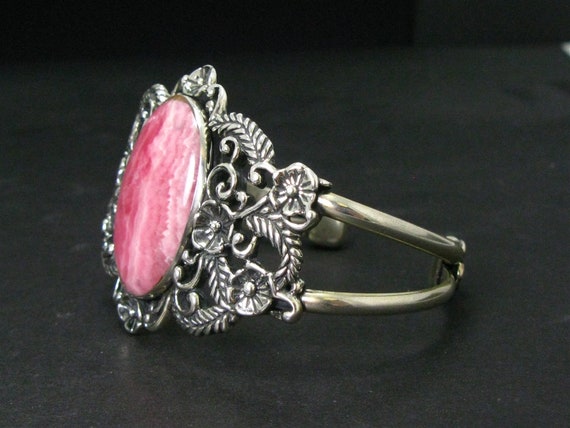 Sterling Carolyn Pollack Natural Rhodochrosite Cu… - image 2