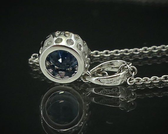 14k White Gold Natural Blue Sapphire & Diamond La… - image 3