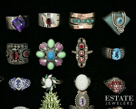 Large Sterling 925 Colorful Multi Gem Ladies Ring… - image 5