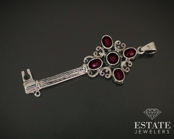 Sterling Silver Skeleton Key Natural Ruby Ladies … - image 3