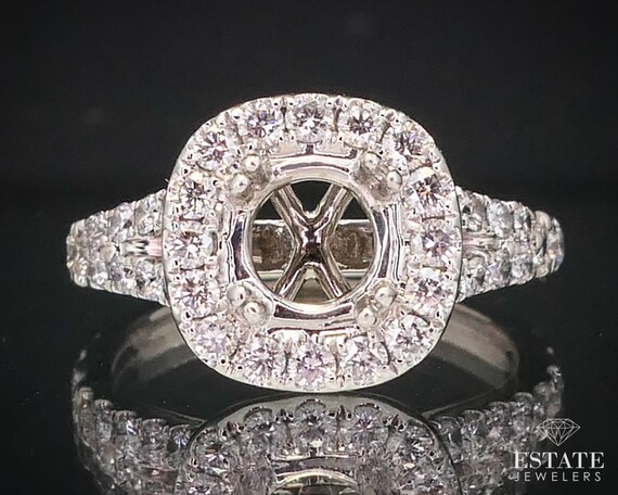 14k White Gold Natural .82ctw Diamond Engagement … - image 1
