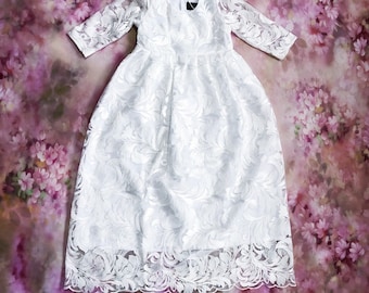 Maia christening dress,lace baby girl's baptism gown, white blessing dress,communion girl's dress, infant baptism dress, dedication gown