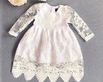 Eirene lace baptismal dress, christening dress, christening gown, lace baby girl's baptism gown, ivory church dress, blessing gown