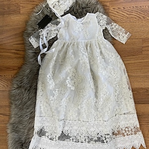 Eileithyia two-layered lace dress, christening gown, ivory christening dress, baptism dress, lace blessing gown, lace christening,dedication
