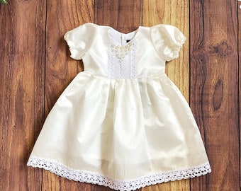 Hecate silk baby girl's christening gown, ivory blessing dress, communion girl's dress, baptism gown, christening dress, blessing gown