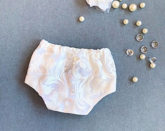 Baby Christening Bloomers • Organic Cotton Lace Diaper Cover • Baptism Outfit Accessory • Handmade Baby Gift