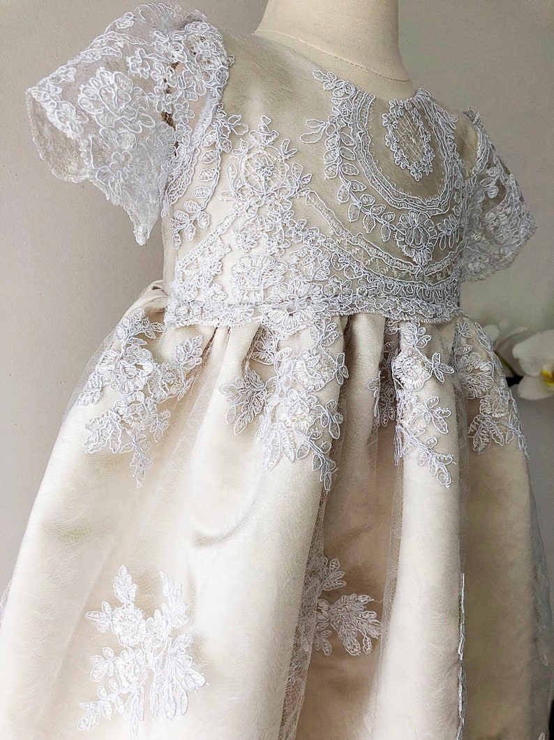 Jovianne luxury lace baptismal dress, christening dress, christening gown, baby girl's baptism gown, dedication gown, blessing gown image 4