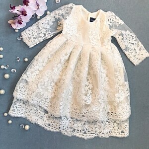 Hemera two-layered lace dress, christening gown, christening dress, blessing gown, lace baptism gown, blessing dress, girls baptism dress