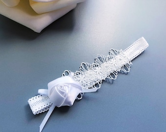 Christening headband, lace headband, infant lace  headband, baby headband, baptism headband, blessing headband, baby headband