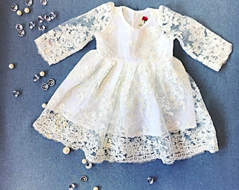 Cybele sophisticated lace dress, christening gown, ivory christening dress, blessing dress, baptism gown, dedication gown, baptism dress