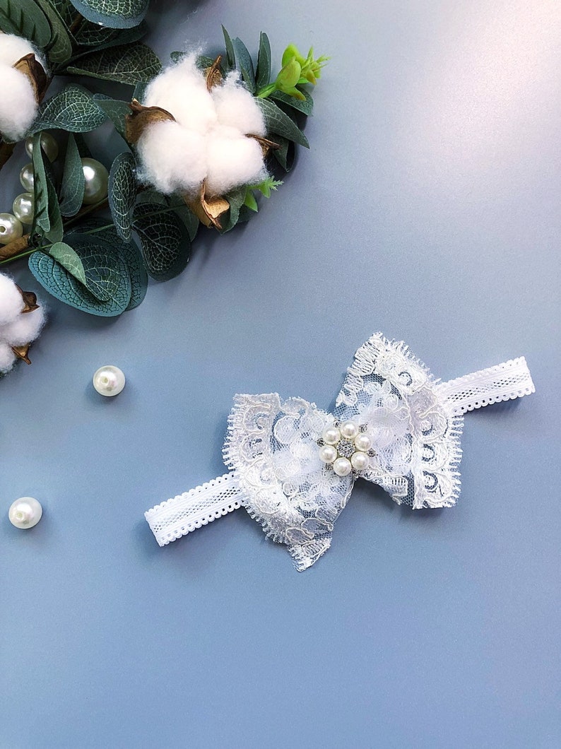 Hemera headband, christening bow, christening headband, baby headband, baptism headband, blessing headband, christening headpiece image 4