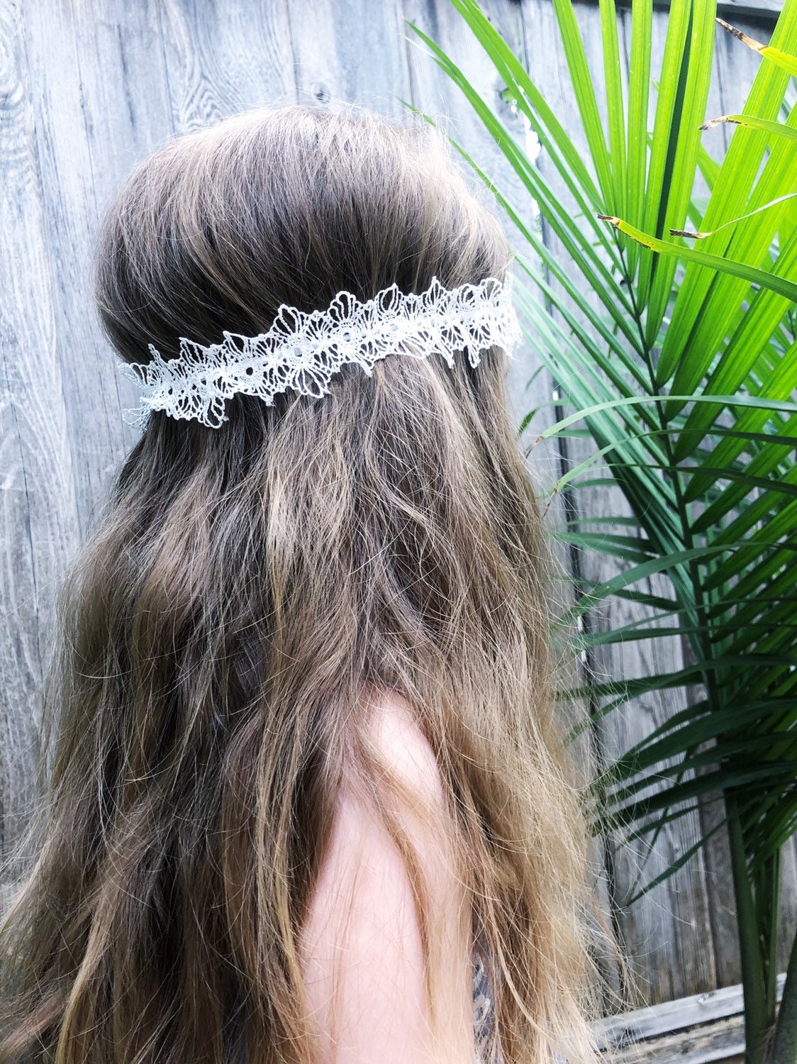 Halo headpiece white lace headband halo headband infant | Etsy