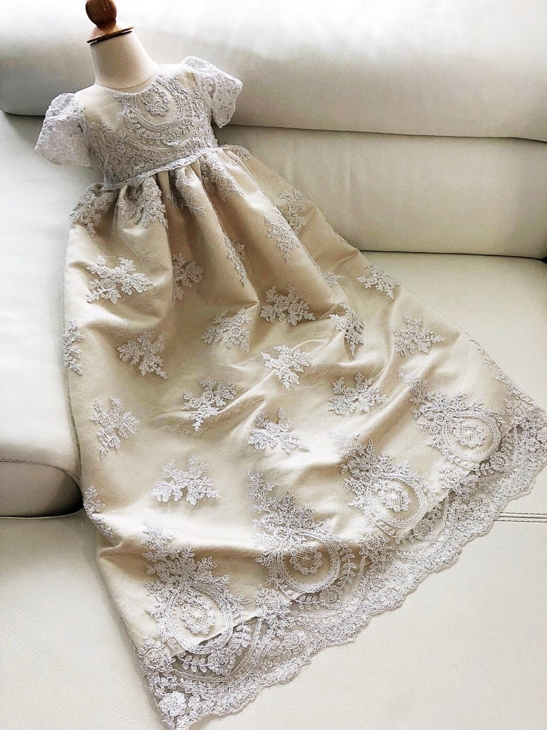 Jovianne luxury lace baptismal dress, christening dress, christening gown, baby girl's baptism gown, dedication gown, blessing gown image 1