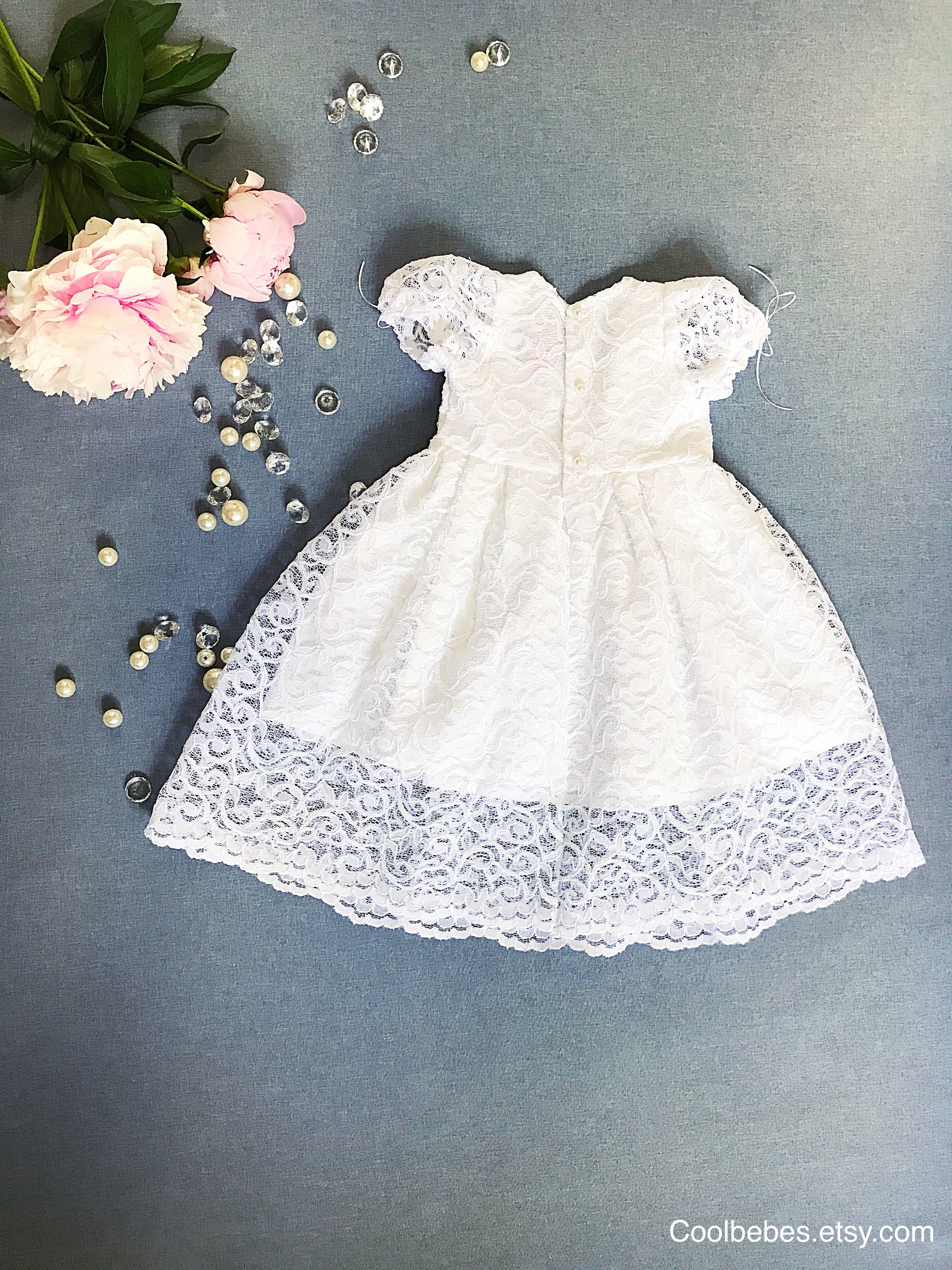 Baby Girls Lace Christening Gown Party Dress and Bonnet 0 3 6 9 12 18  Months - Etsy