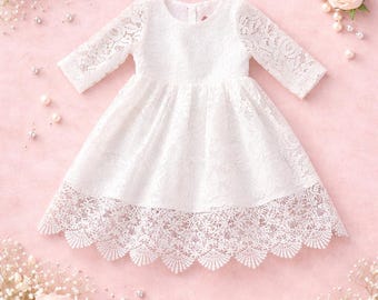Iris Handmade Organic Cotton Christening Gown • Venice Lace Blessing Dress