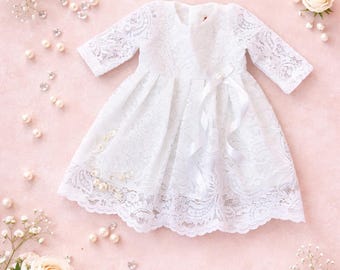 Harmonia Handmade Organic Cotton Lace Christening Gown • Heirloom Baptism Dress