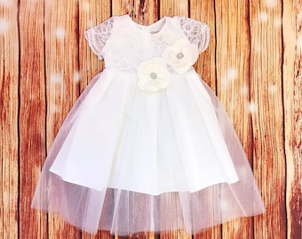 Adrasteia tulle blessing dress, baby girl's christening gown, baptismal gown, white blessing gown, communion girl's dress, baptism gown