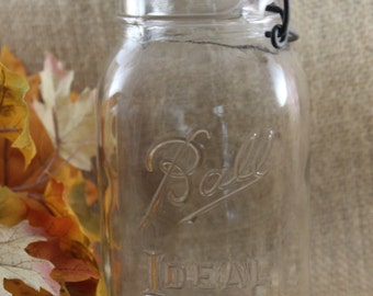 Vintage Ball Ideal Jar, Wire Closure, Clear Ball Jar, Vintage Ball Ideal Jar, Quart Ball Jar