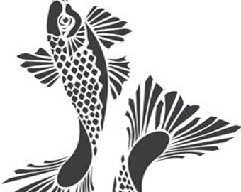 Koi fish stencil | Etsy