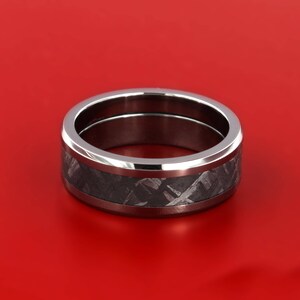 Authenticated Gibeon Meteorite Inlaid Into Titanium Band (Wedding Ring, Wedding Band, Wedding Ring, Meteorite Wedding, Meteorite Ring)