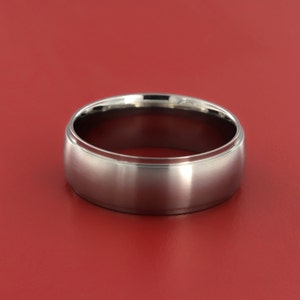 Sophisticated, 8 Dome,1 Stepped Titanium Wedding Band With Satin Finish