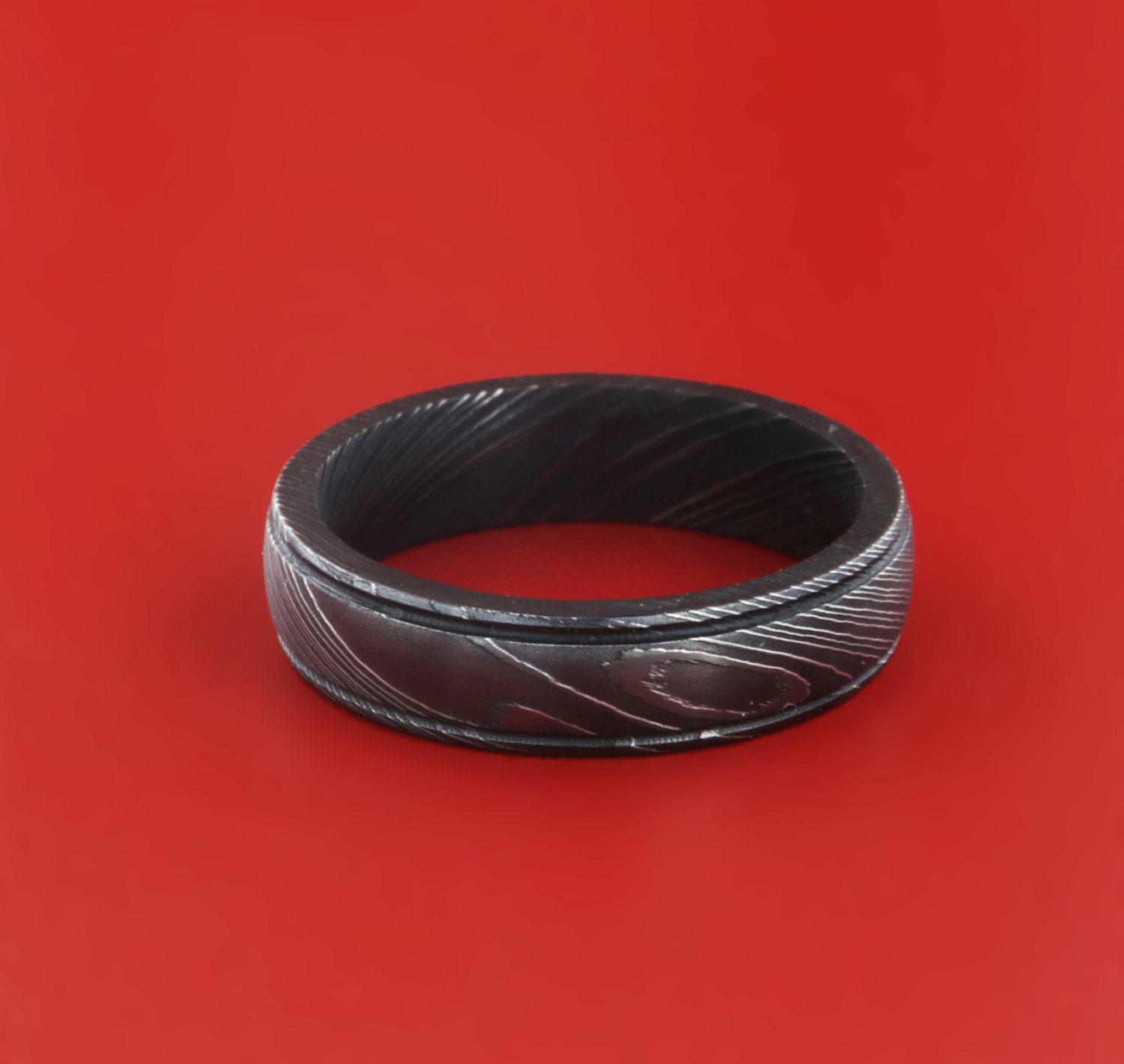 Authentic Damascus Steel Ring With Etched High Etsy Canada