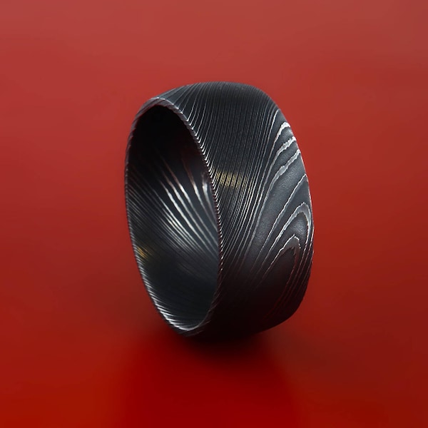 Authentic, Etched Damascus Steel Men's Wedding Band 10MM Width, Comfort Fit (Men's Wedding Ring, Men's Wedding Band, Men's Ring)