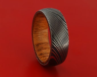 Authentic Gettysburg Sycamore Wood and Damascus Steel Ring with Wood Sleeve from Tree Near Site of Gettysburg Address