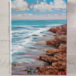 Florida beach landscape acrylic painting, loose style, 8x10 canvas, original