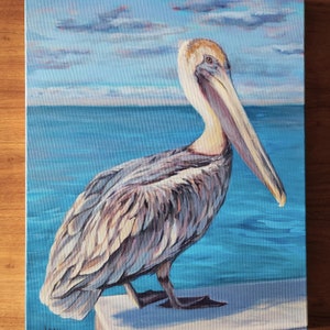 Pelican at the Pier - original Acrylic painting on Canvas - 16x20 inch canvas