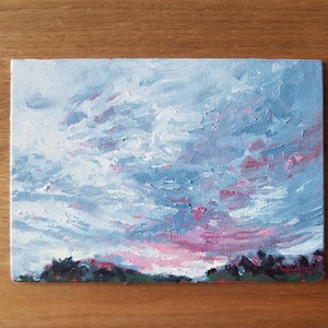 Florida Landscape Original Painting 5x7 oil on canvas panel - sky and clouds