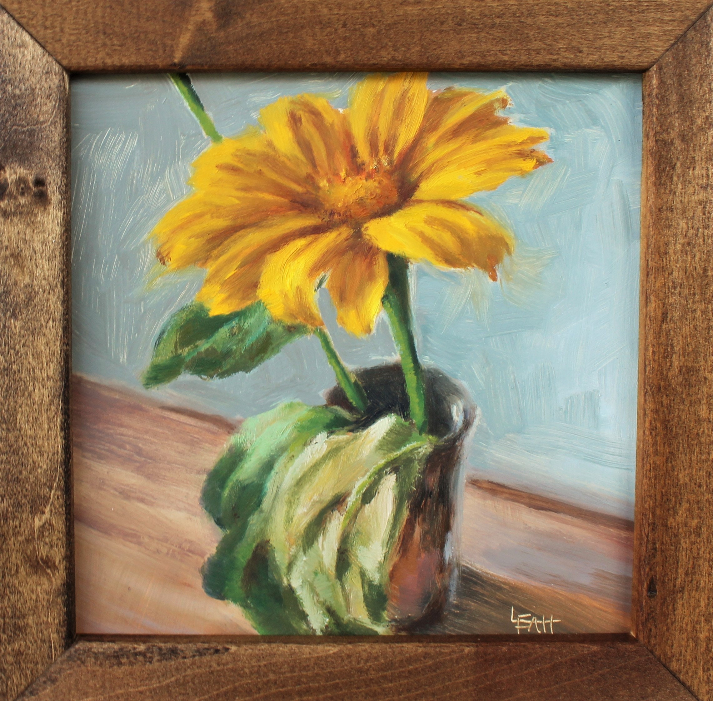 Mexican Sunflower Original Oil painting on small 6x6 gessobord | Etsy