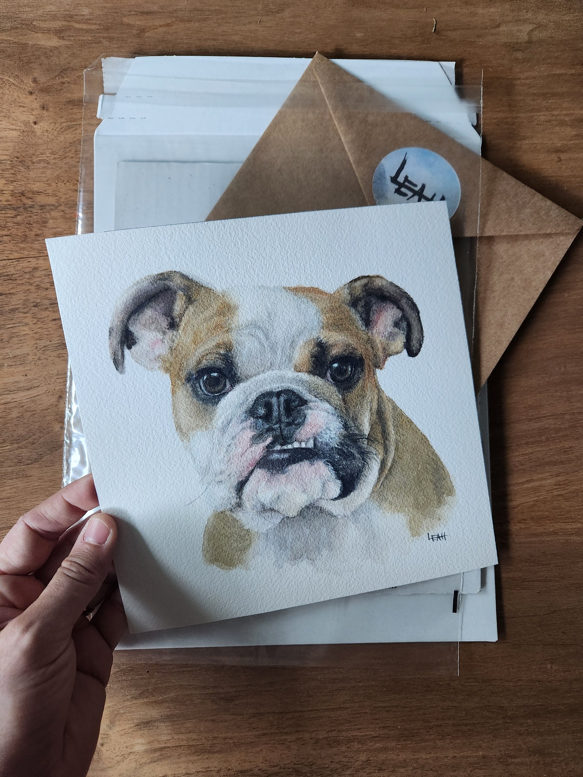 リアルな水彩画のペットの肖像画、8x10 または 8x8 インチの