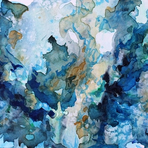 SOLD!  Original small 4x6 watercolor abstract &quot;water&quot; painting