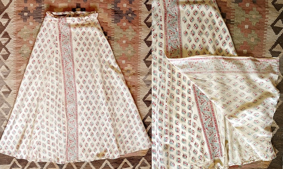 1970s Indian cotton skirt / vintage block print sk
