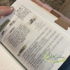 PRINTED Color Pastel DESIGN 1 -  66 books Bible Summary Tip Ins Printed on Vellum Paper (transparent) 5x7 size